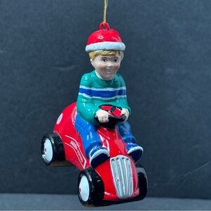 Vintage Radio Flyer Boy Racer Christmas Ornament 1990s Collectible Red Kart RARE
